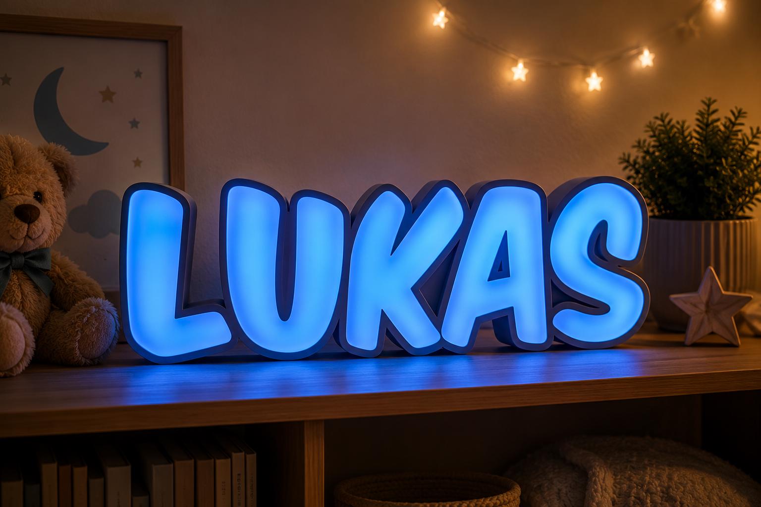 Individuell gestaltete LED-Namenslampen als dekorativer Blickfang für Kinderzimmer, Gaming-Setups oder Geschenkideen.